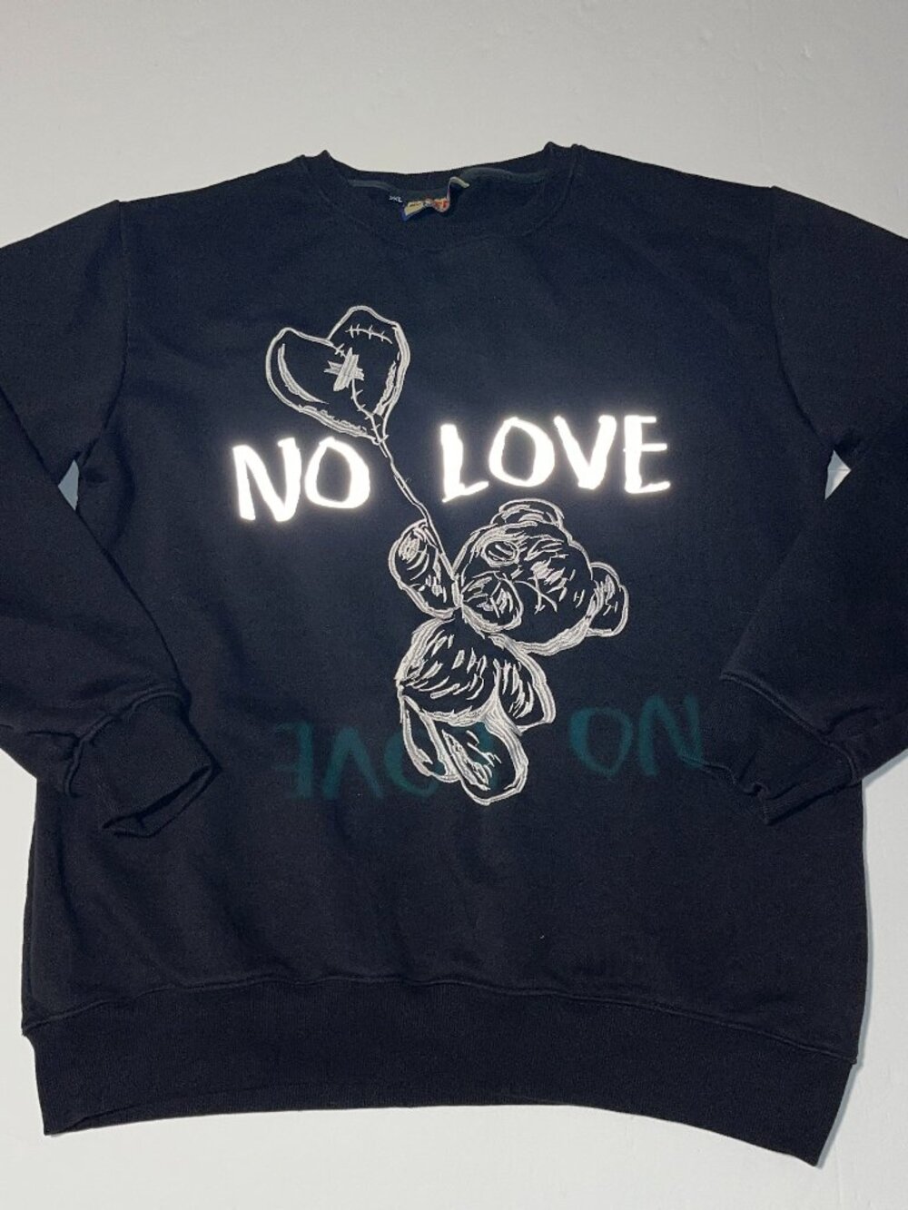 Retro Label No Love crewneck embroidered sweatshirt women's size 3XL black